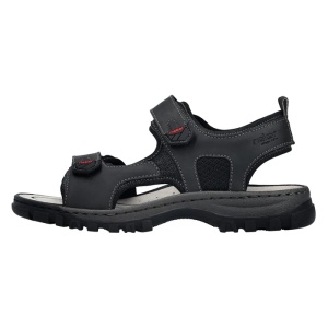 Sandale barbati, negru, sport, piele ecologica, cu talpa joasa, Rieker 25055-00-Negru