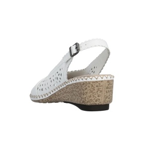 Sandale dama alb casual piele naturala perforate cu platforma Rieker 66176-81-Alb