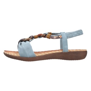 Sandale dama, albastru, casual, piele ecologica, cu talpa joasa, Rieker V7568-14-Albastru