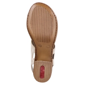 Sandale dama auriu elegante piele ecologica perforate cu toc Rieker 64665-60-Auriu
