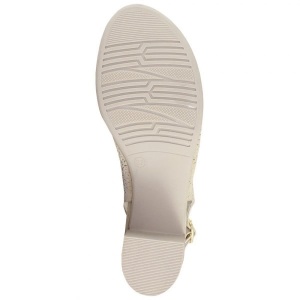 Sandale dama bej elegant din piele naturala cu toc Dogati 803-11-Bej