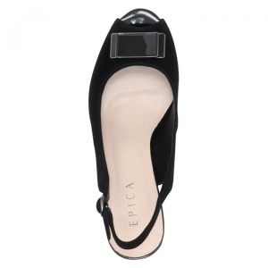 Sandale dama negru elegante din piele intoarsa si piele naturala cu toc Epica JICL020-MX854-P8563T-01-I-Negru