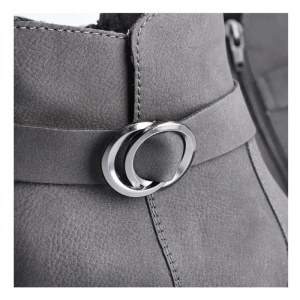 Botine dama gri casual piele ecologica cu toc Rieker 70289-45-Gri