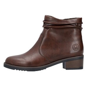 Botine dama, maro, casual, piele ecologica, cu toc, Rieker Y0551-25-Maro