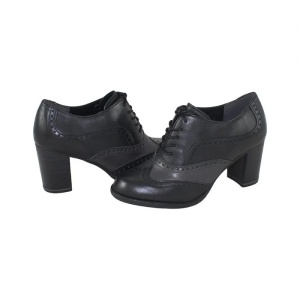 Botine dama, negru, casual, piele naturala, cu toc, Marco Tozzi 2-23301-27-096-Negru