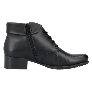 Botine dama negru casual piele naturala cu toc Rieker 78631-00-Negru
