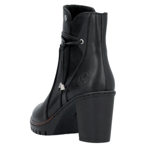 Botine dama negru casual piele naturala cu toc Rieker Y2567-00-Negru