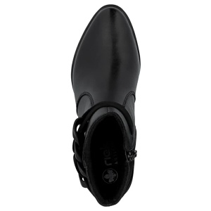Botine dama negru casual piele naturala lant decorativ cu toc Rieker Y2066-00-Negru