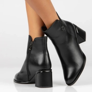 Botine dama negru elegante piele ecologica cu toc Filippo DBT4865-23-BK-Negru