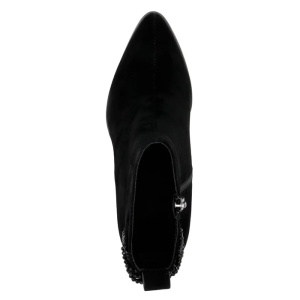 Botine dama negru elegante piele intoarsa aplicatii cu margele cu toc Epica K3K350050-01-I-Negru
