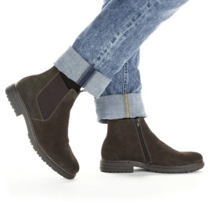 Cizme barbati maro casual piele intoarsa scurte cu toc Rieker 33180-25-Maro
