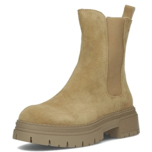 Cizme dama bej casual piele intoarsa scurte cu toc Filippo DBT4995-23-BE-Bej