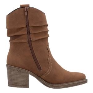 Cizme dama maro casual piele ecologica scurte cu toc Rieker Y1284-24-Maro