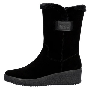 Cizme dama, negru, casual, piele intoarsa, imblanite, scurte, cu talpa groasa, Rieker Y4456-00-Negru