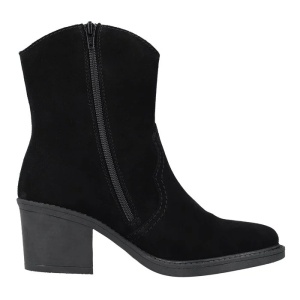 Cizme dama negru casual piele intoarsa scurte cu toc Rieker Y1251-00-Negru