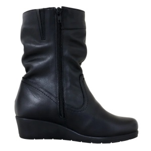Cizme dama negru casual piele naturala imblanite scurte cu platforma Nicolis 151856-Negru