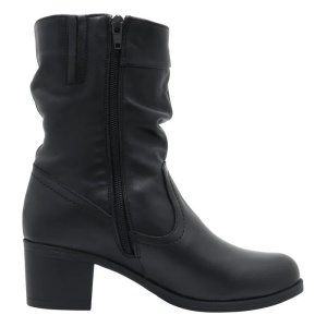 Cizme dama negru casual piele naturala imblanite scurte cu toc Nicolis 151810-Negru