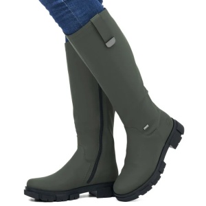 Cizme dama verde casual piele ecologica impermeabile imblanite lungi cu toc Rieker Y7190-54-Verde