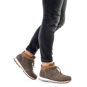 Ghete barbati maro casual piele ecologica impermeabile cu talpa joasa Rieker F5730-25-Maro