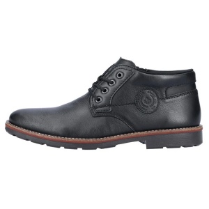 Ghete barbati, negru, casual, piele naturala, imblanite, cu toc, Rieker 15339-00-Negru