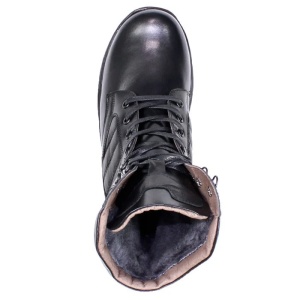 Ghete barbati negru casual piele naturala imblanite inalte cu talpa groasa Nicolis 48034-Negru