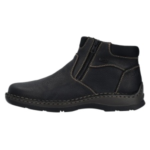 Ghete barbati, negru, casual, piele naturala, impermeabile, imblanite, cu talpa joasa, Rieker 05362-00-Negru