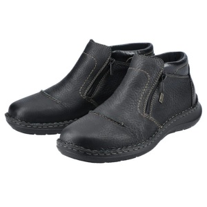 Ghete barbati negru casual piele naturala impermeabile imblanite cu talpa joasa Rieker 03072-00-Negru