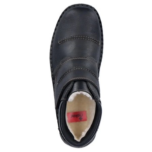 Ghete barbati negru casual piele naturala impermeabile imblanite cu talpa joasa Rieker 05367-00-Negru