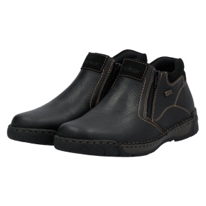 Ghete barbati negru casual piele naturala impermeabile imblanite cu talpa joasa Rieker B0392-00-Negru