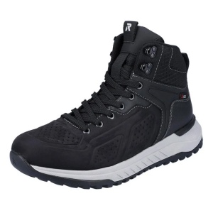 Ghete barbati negru sport piele naturala impermeabile cu talpa joasa Rieker U0161-00-Negru