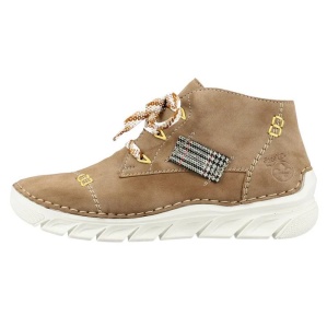 Ghete dama, bej, casual, piele ecologica, cu talpa joasa, Rieker 55034-64-Bej