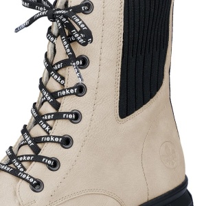Ghete dama bej casual piele ecologica imblanite cu talpa joasa Rieker X3414-60-Bej