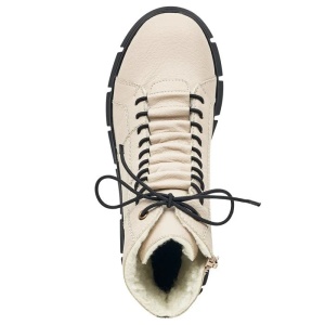 Ghete dama bej casual piele ecologica imblanite cu talpa joasa Rieker X3428-60-Bej