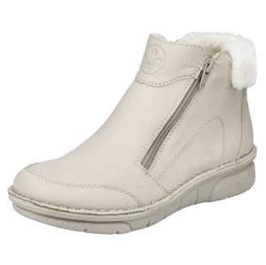 Ghete dama bej casual piele ecologica imblanite cu talpa joasa Rieker 73352-60-Bej