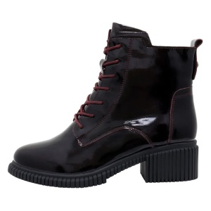 Ghete dama, bordo, casual, piele naturala lacuita, cu toc, Pass Collection J8B21602-23-L-Bordo