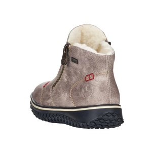 Ghete dama gri casual piele ecologica impermeabile imblanite cu talpa joasa Rieker L4270-43-Gri