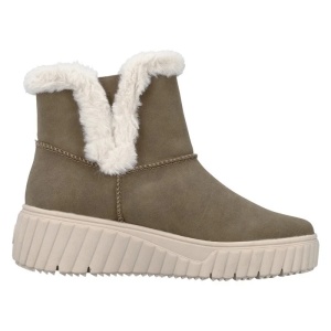 Ghete dama maro casual piele ecologica imblanite cu talpa groasa Rieker N2560-24-Maro