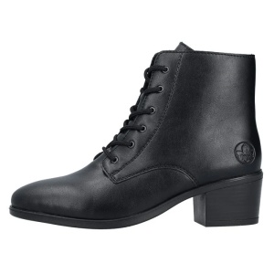 Ghete dama, negru, casual, piele ecologica, cu toc, Rieker 73930-00-Negru