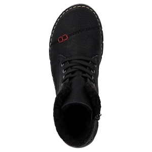 Ghete dama negru casual piele ecologica imblanite cu talpa joasa Rieker 55031-00-Negru