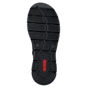 Ghete dama negru casual piele ecologica imblanite cu talpa joasa Rieker 55069-00-Negru
