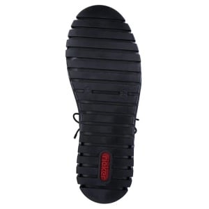 Ghete dama negru casual piele ecologica imblanite cu talpa joasa Rieker Y3420-00-Negru