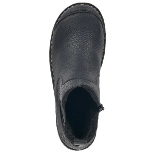 Ghete dama negru casual piele ecologica imblanite cu talpa joasa Rieker 73362-00-Negru