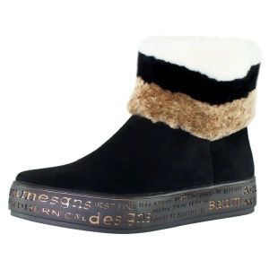 Ghete dama negru casual piele intoarsa cu blana decorativa cu talpa joasa Epica JZ8945-R37-2-01-I-Negru