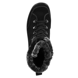 Ghete dama negru casual piele intoarsa impermeabile imblanite cu talpa joasa Rieker L7145-00-Negru
