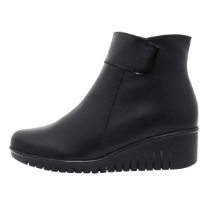 Ghete dama, negru, casual, piele naturala, cu talpa groasa, Nicolis 157355-Negru