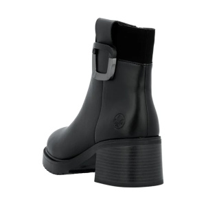 Ghete dama negru casual piele naturala imblanite cu toc Rieker Y5253-00-Negru