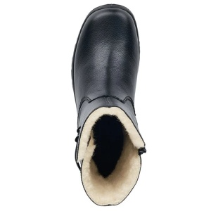 Ghete dama negru casual piele naturala impermeabile imblanite cu talpa joasa Rieker Z7172-00-Negru