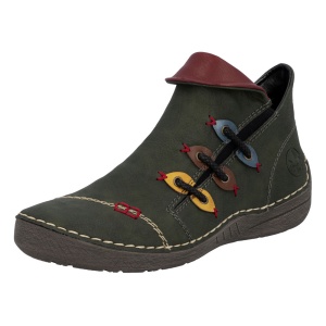 Ghete dama verde casual piele ecologica cu talpa joasa Rieker 72581-54-Verde