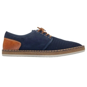 Pantofi barbati albastru inchis casual piele ecologica cu talpa joasa Rieker B5249-14-Albastru-Inchis