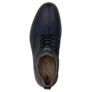 Pantofi barbati albastru inchis casual piele naturala cu talpa joasa Rieker 14450-15-Albastru-Inchis